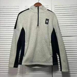 Spyder Mendoza Bonded Fleece Oatmeal Heather Sweater Zip Neck Size Medium
